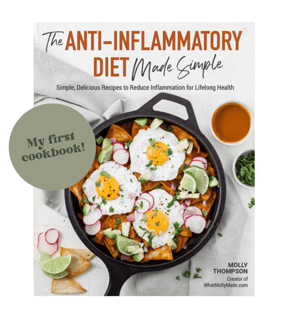 anti inflammatory cookbook cover written by molly thompson