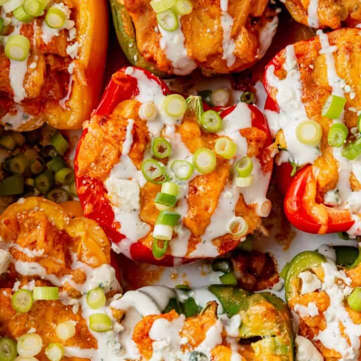 Easy Buffalo Chicken Stuffed Peppers (Low Carb)