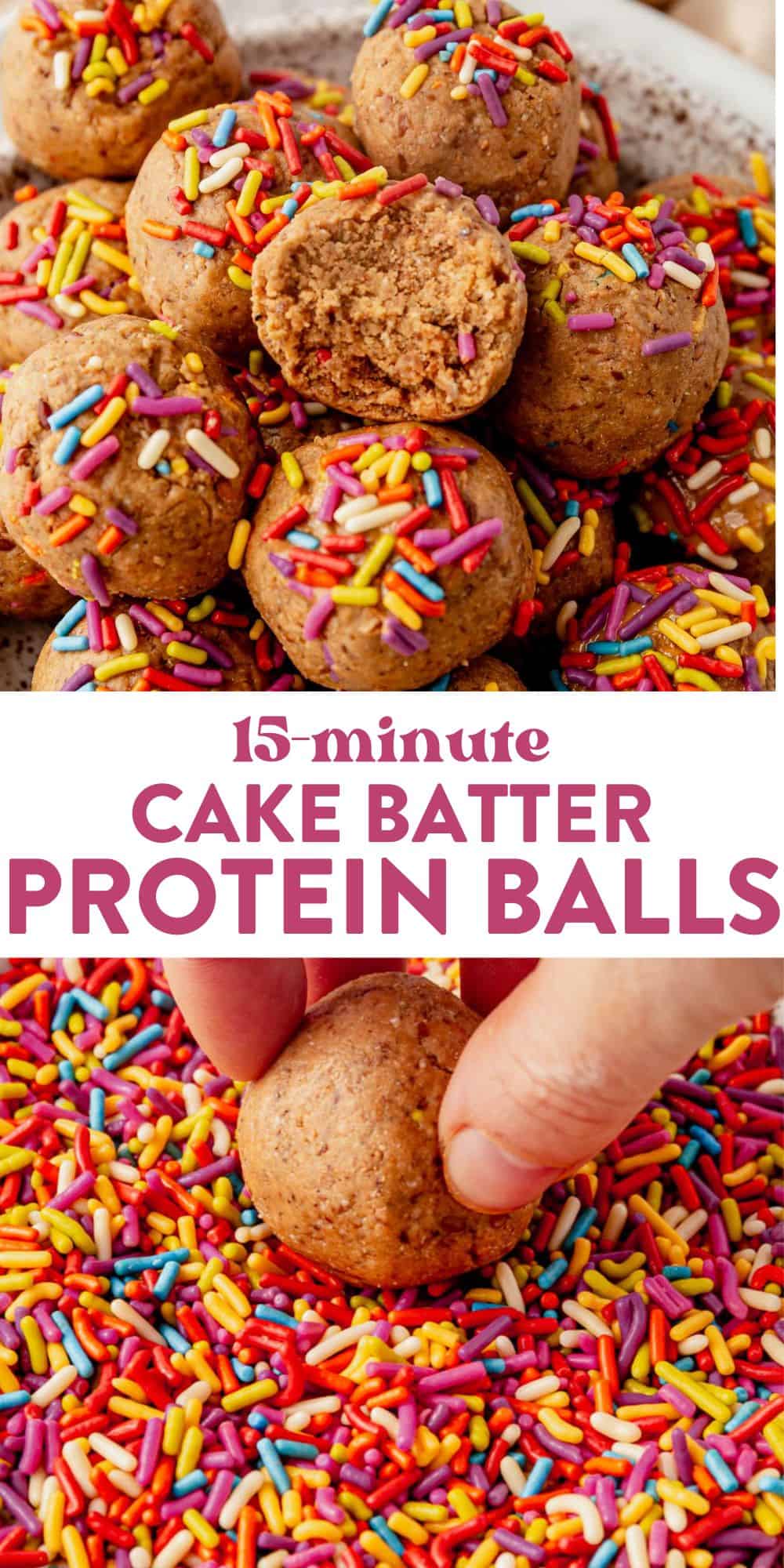 Easy, Healthy Cake Batter Protein Balls [NoBake]