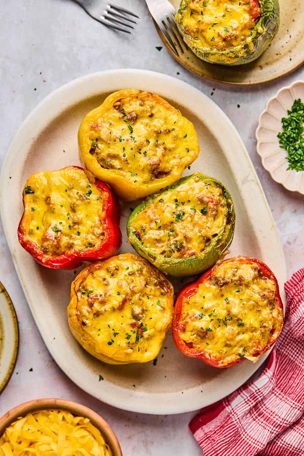 a platter of air fryer stuffed peppers.