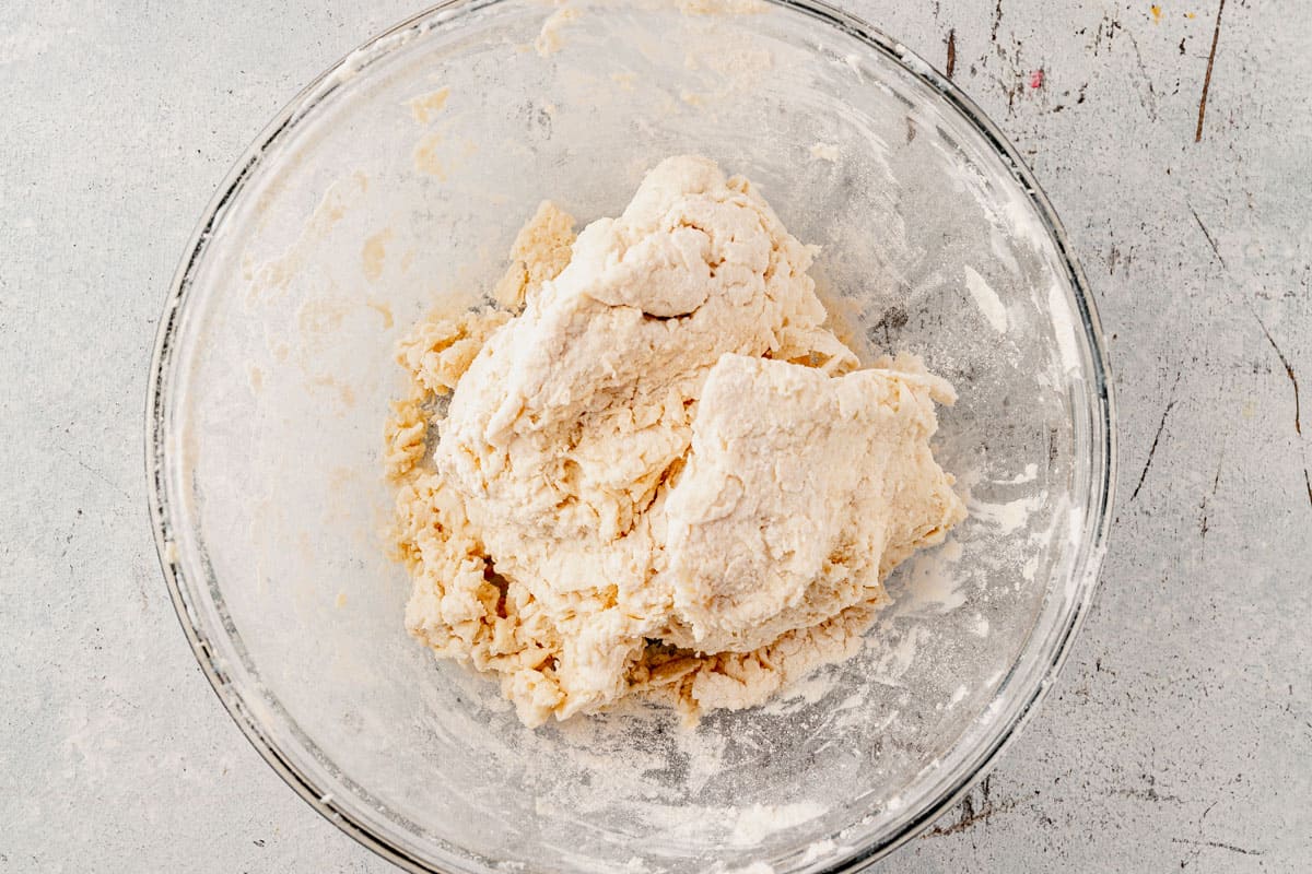 cottage cheese and self rising flour in a bowl