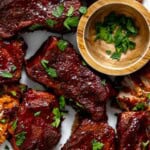 instant pot country style ribs on a serving plate.