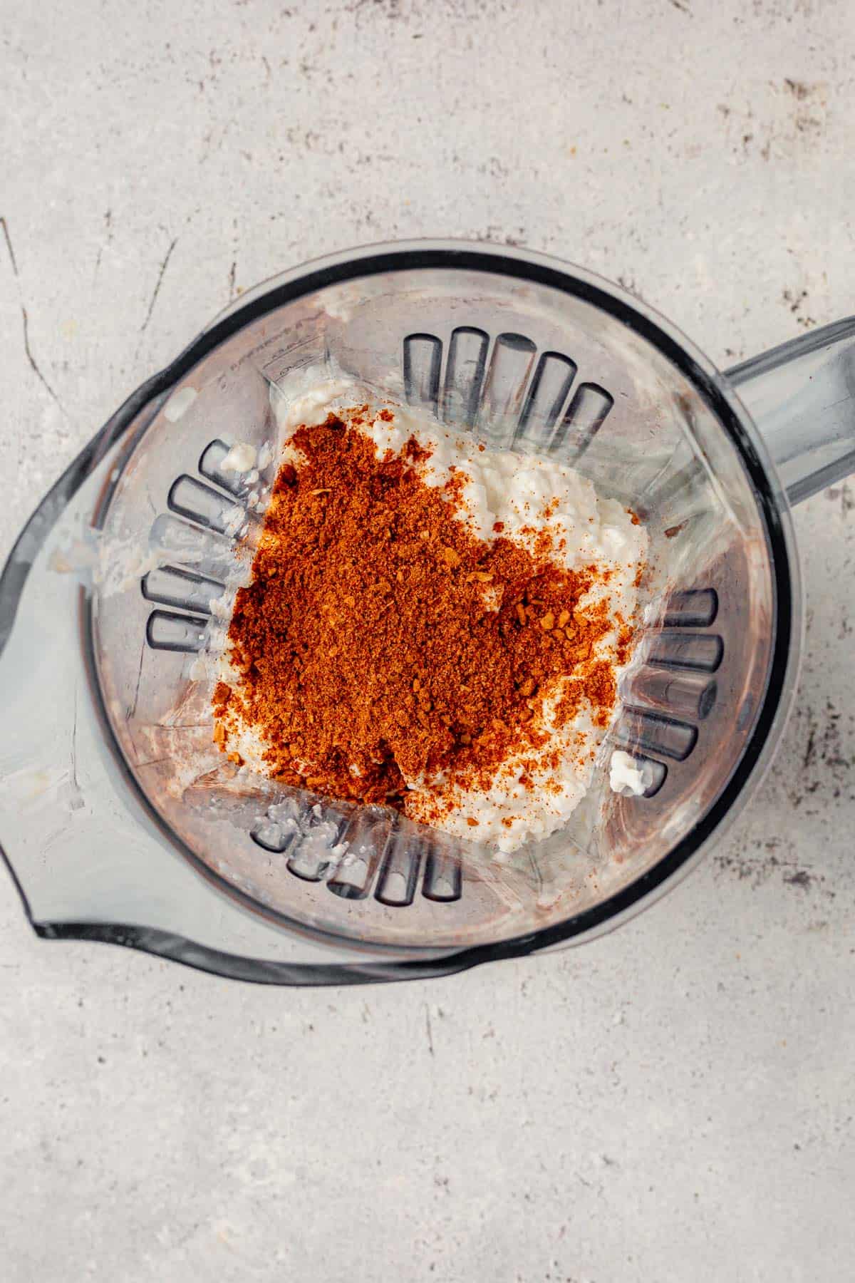 cottage cheese and taco seasoning in a blender