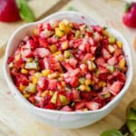 fruit salsa in a serving bowl