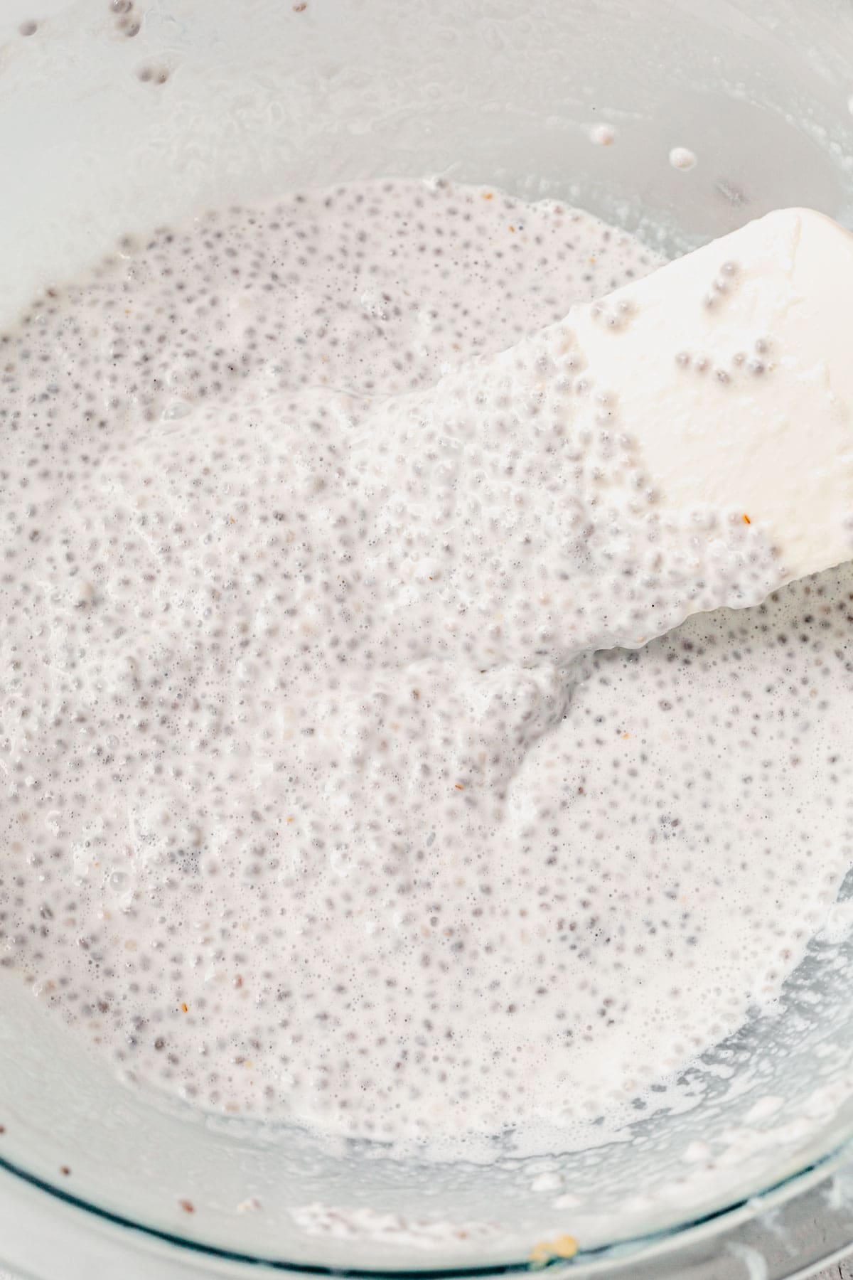 chilled yogurt chia pudding in a bowl