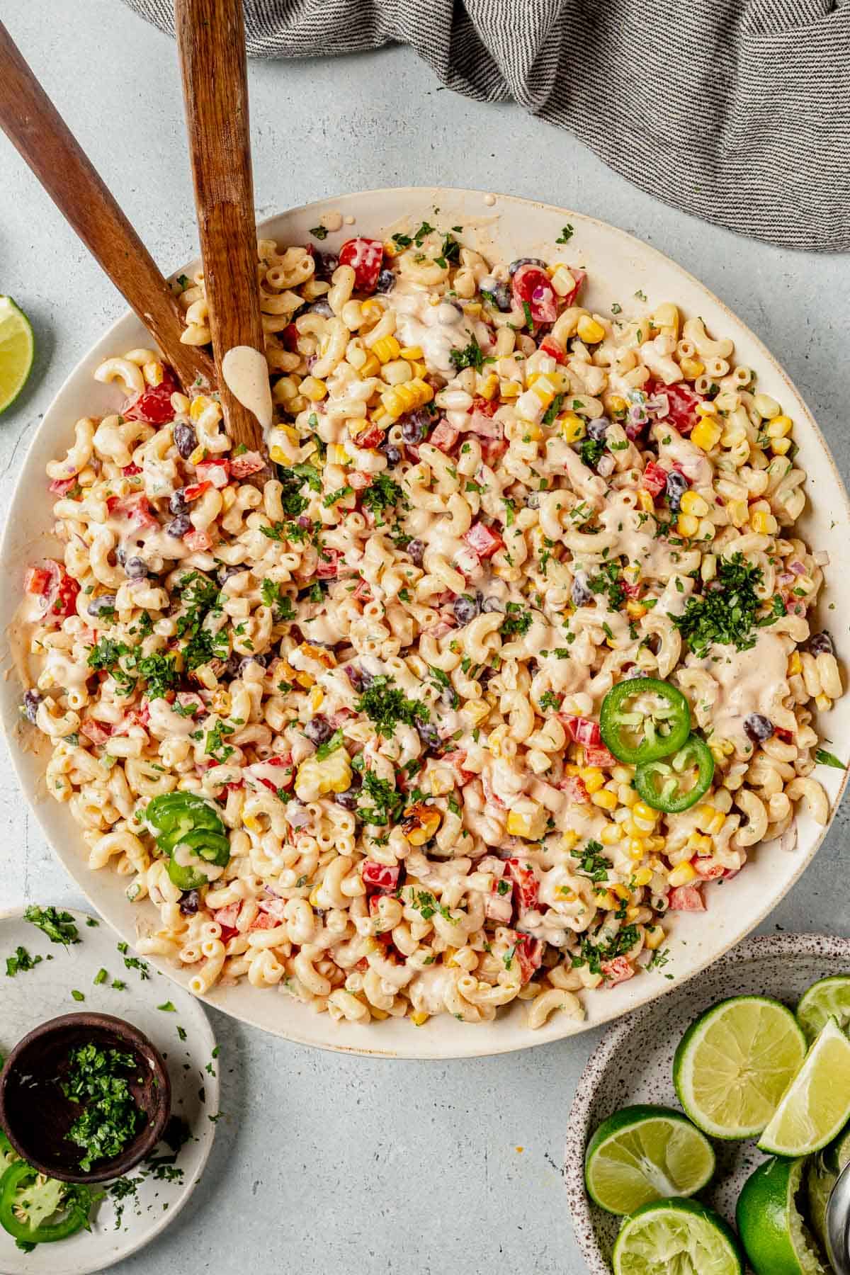 a bowl of mexican macaroni salad