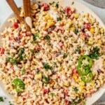 bowl of easy authentic mexican macaroni salad in a bowl