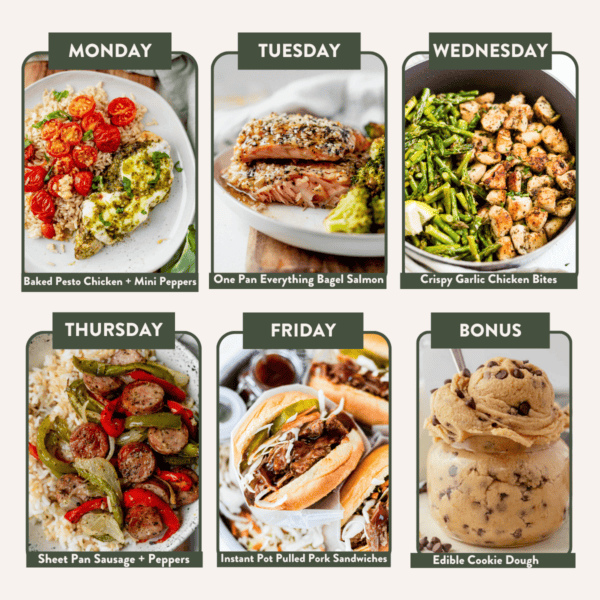 photos of meals for the week of july 13, 2024 meal plan