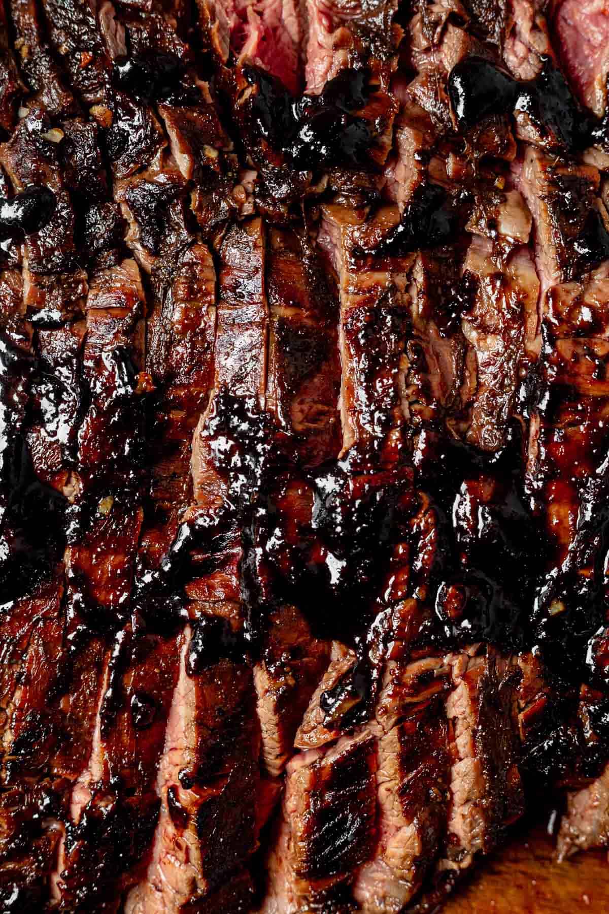 balsamic glaze covering flank steak