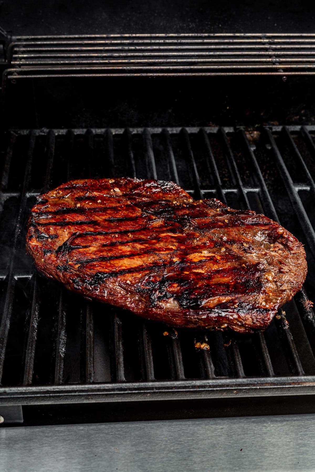 balsamic flank steak on the grill