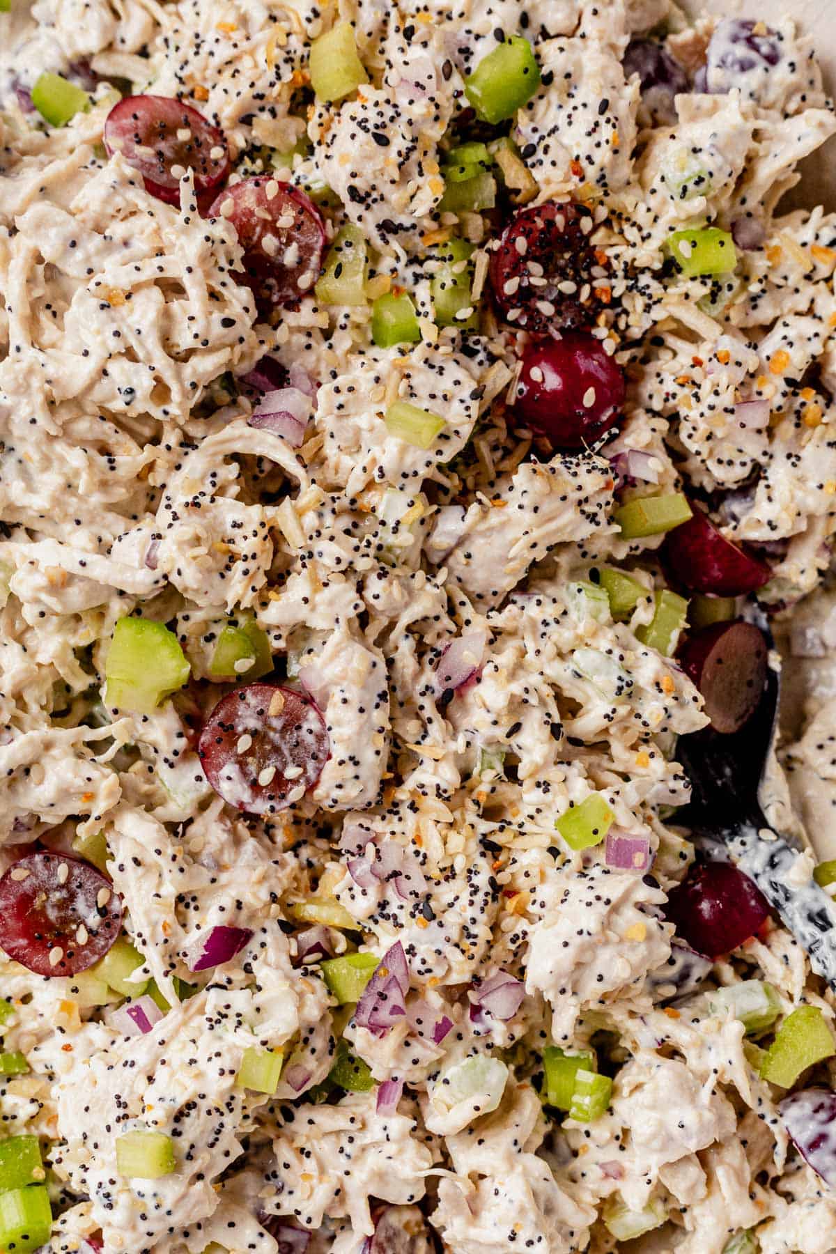 chicken salad tossed with everything bagel seasoning