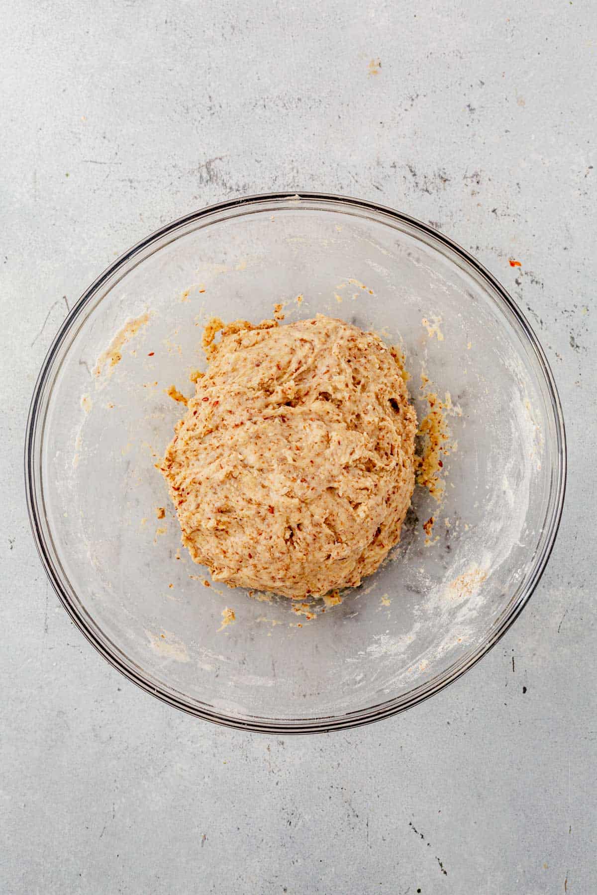 protein cinnamon roll dough in a bowl.