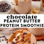 chocolate peanut butter protein smoothie pin