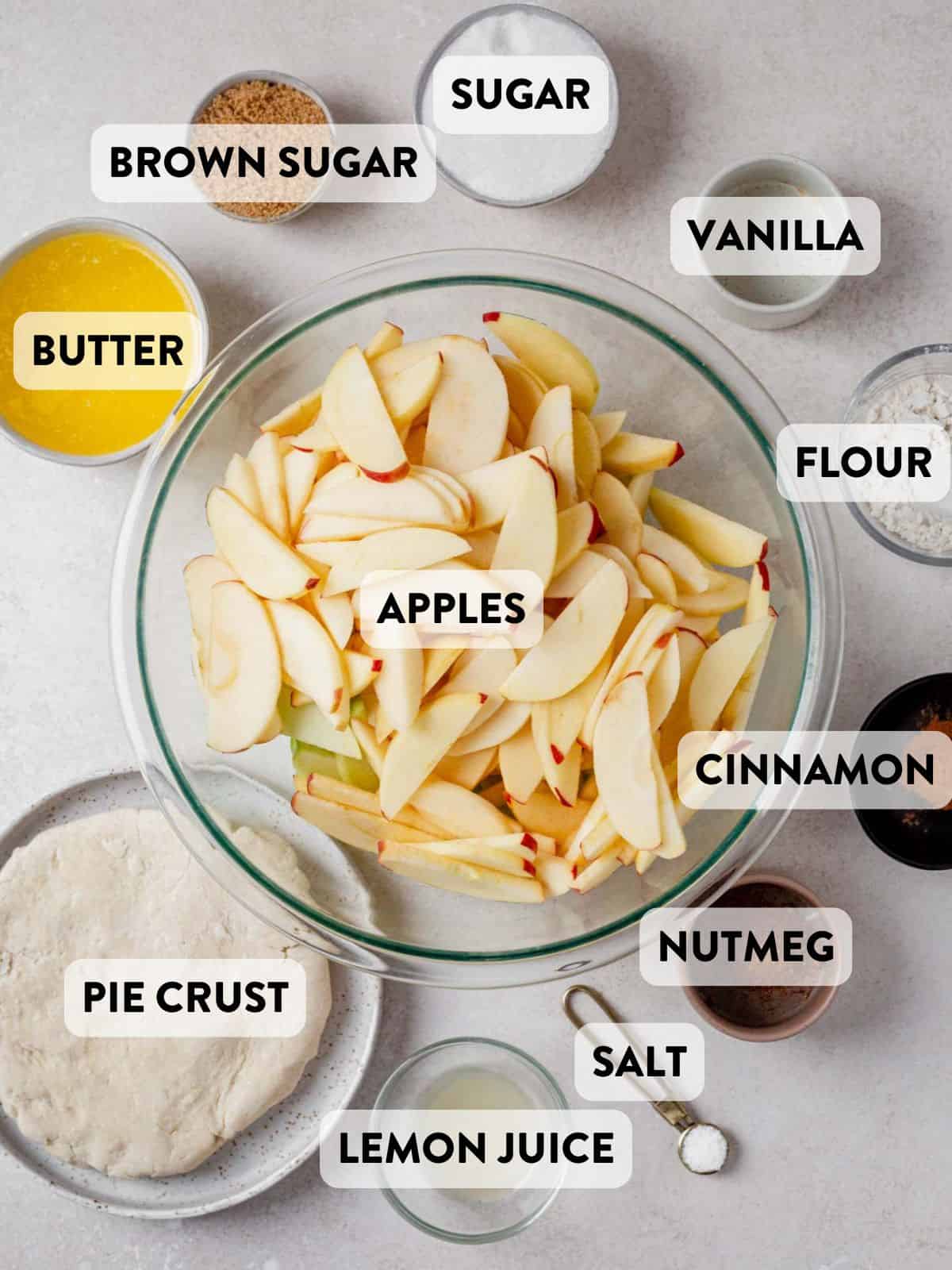 gluten free dutch apple pie ingredients on a counter top.