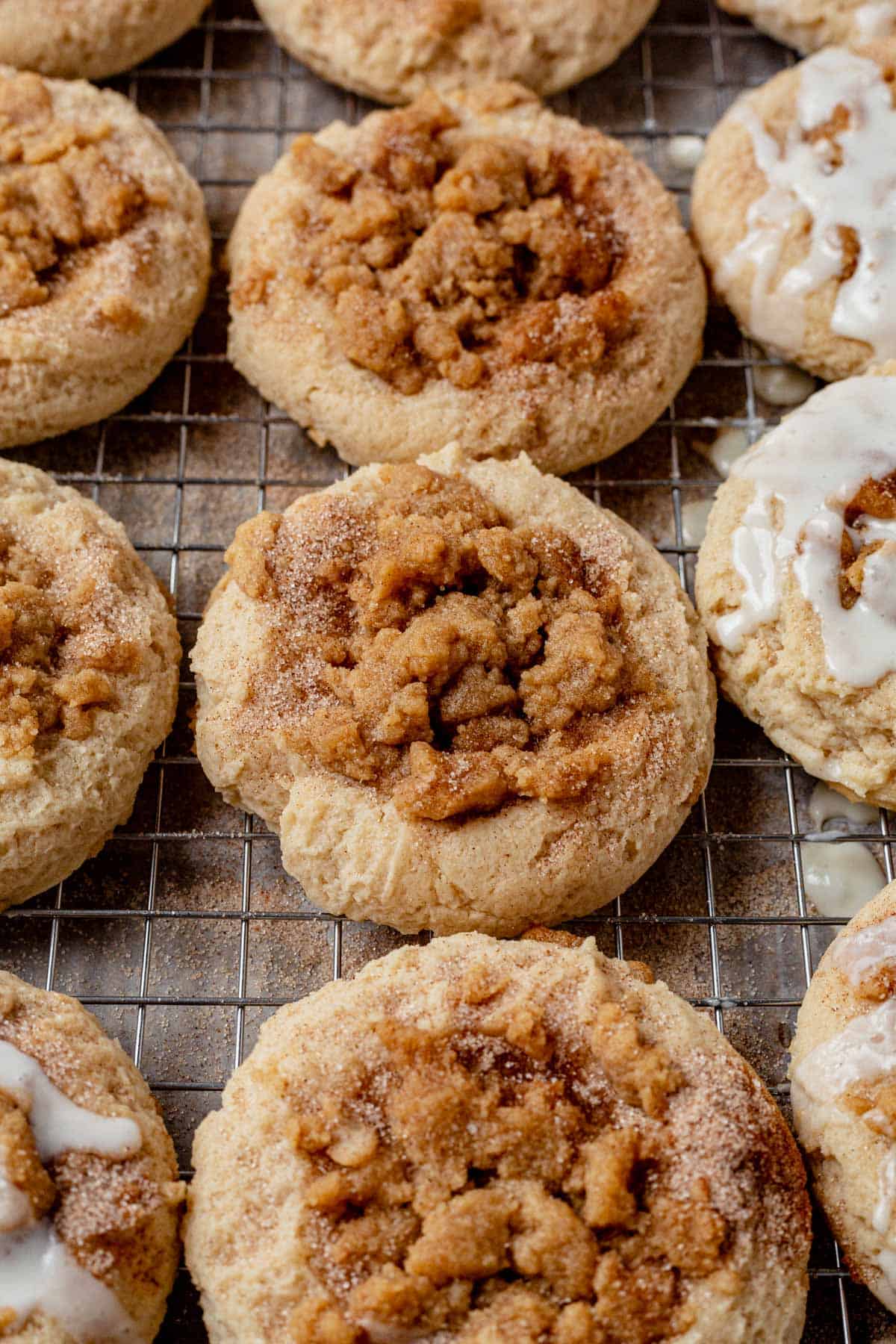 coffee cake cookies cooling on a wire rack.