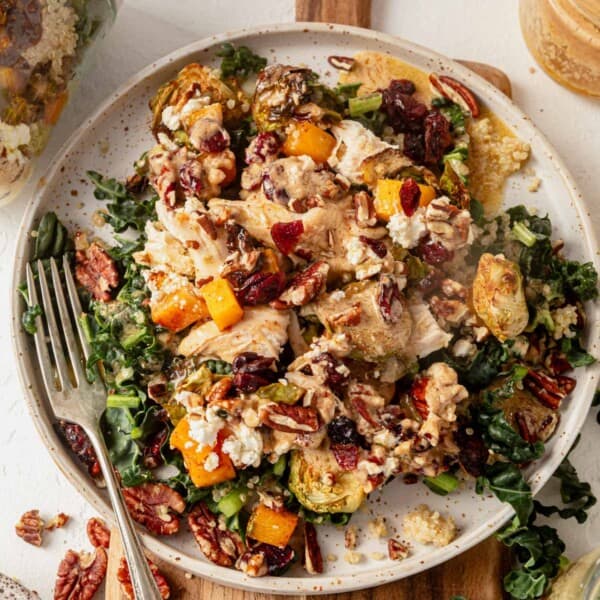 winter harvest salad on a plate.