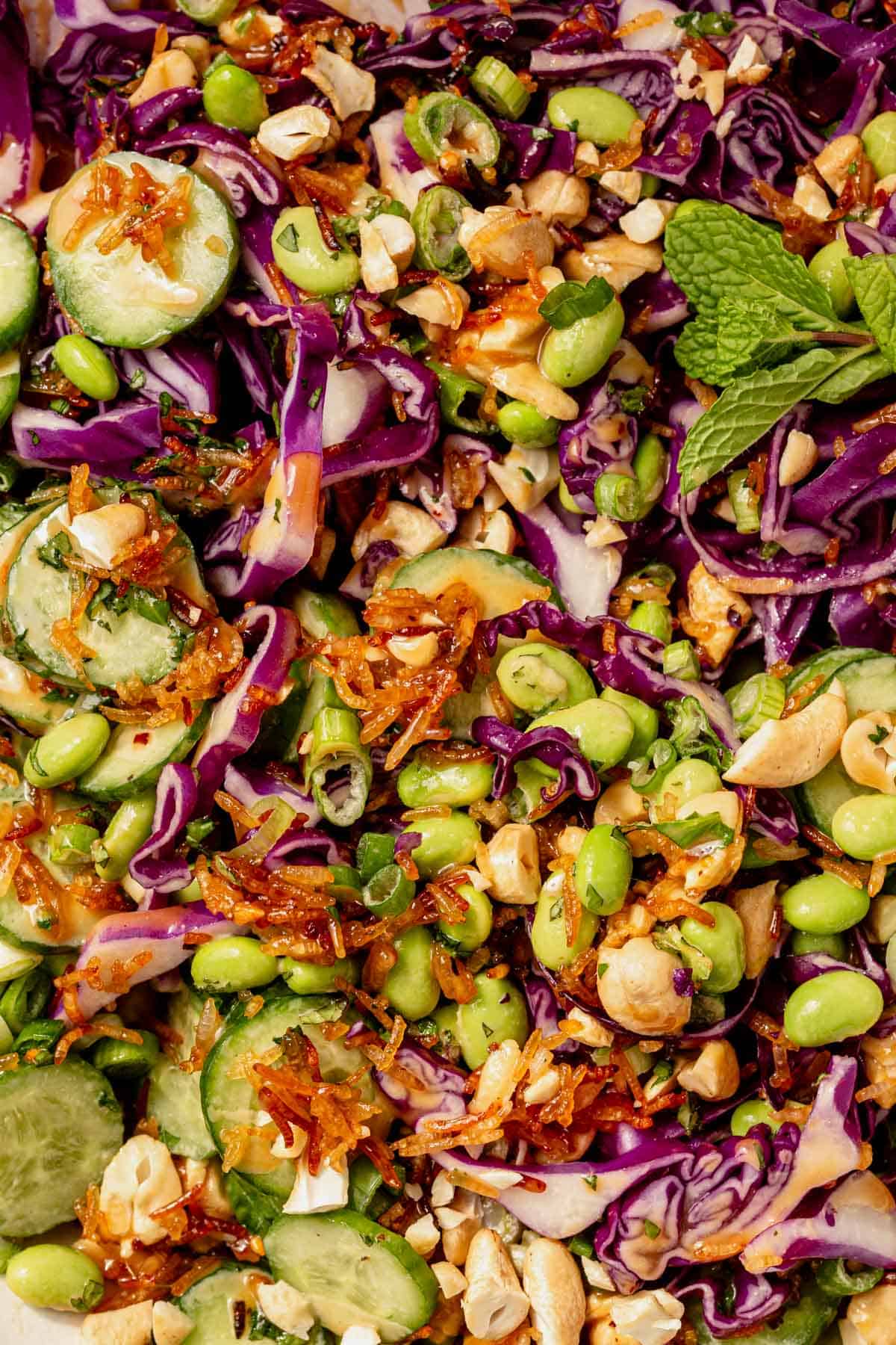 thai crispy rice salad tossed in a tahini ginger dressing.