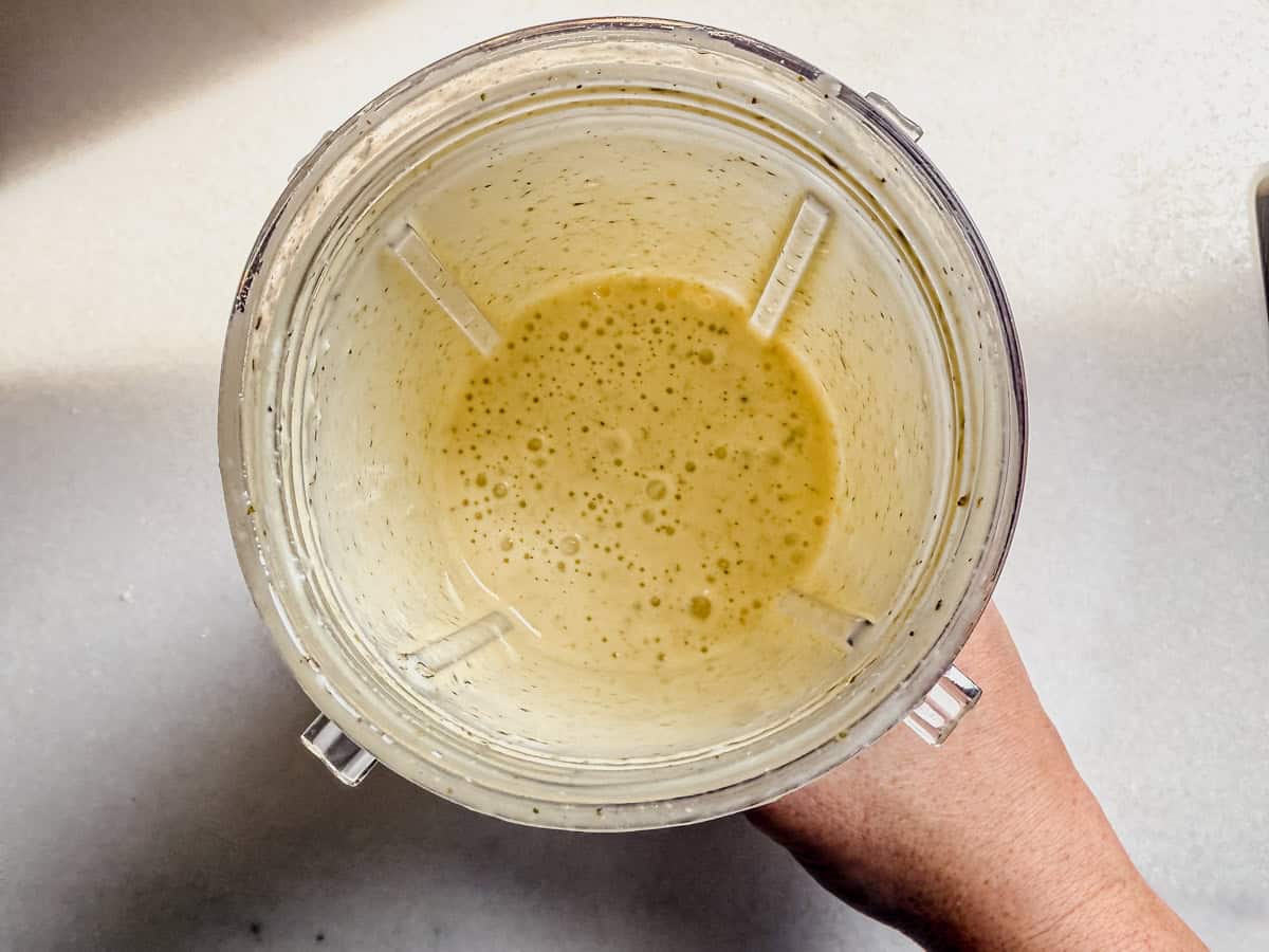 cottage cheese and eggs blended.