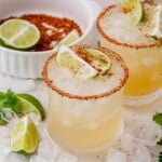 hot honey margarita with tajin rim