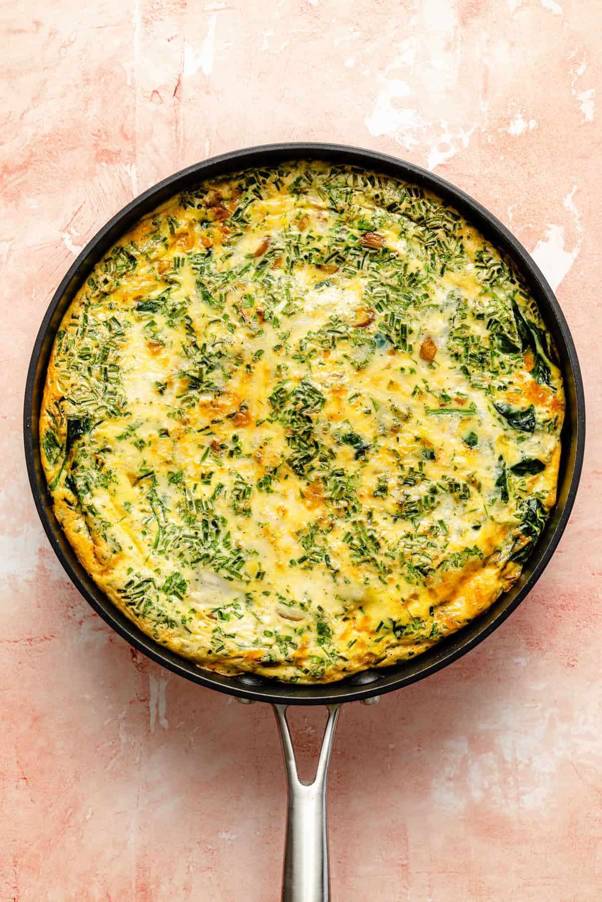 baked vegetable frittata in a nonstick skillet
