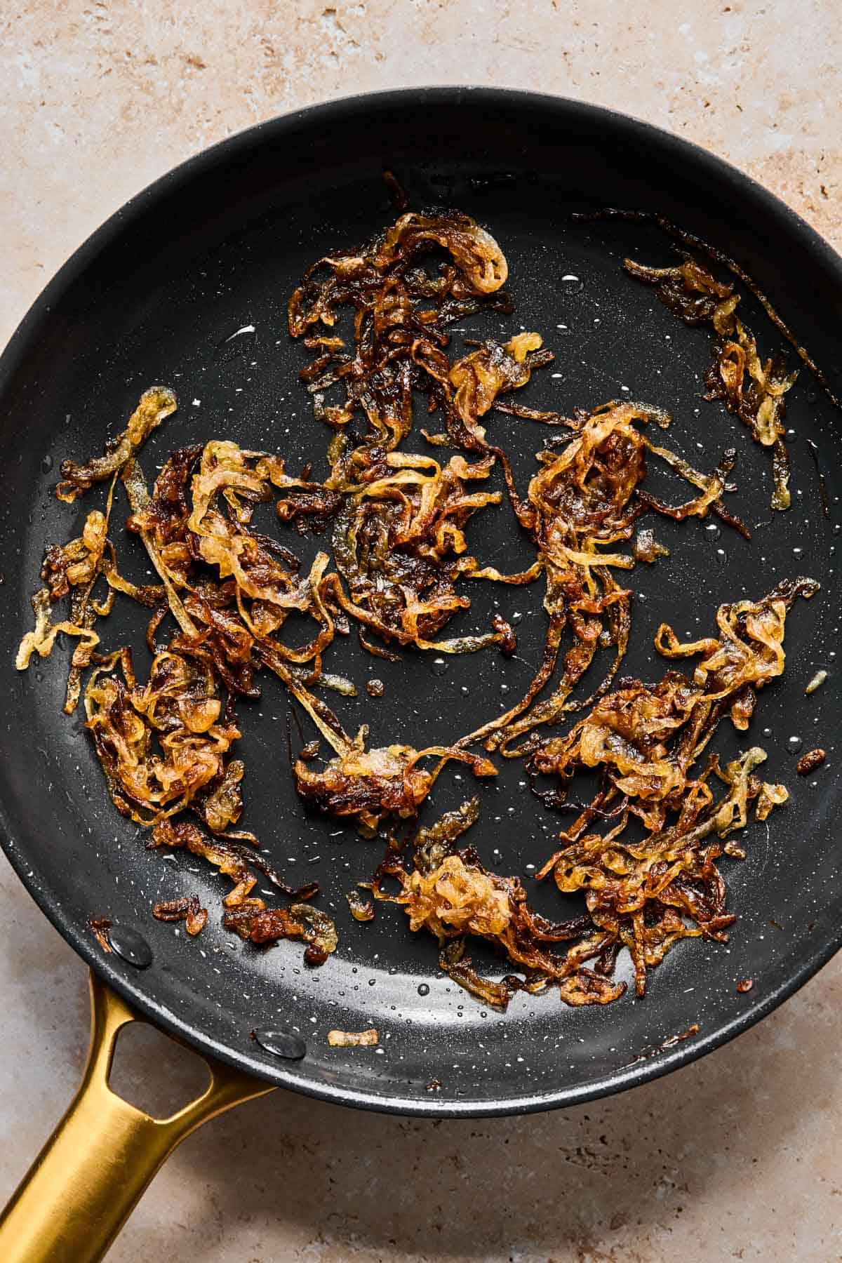 sauteed and browned onions in a cast iron