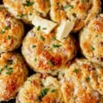 high protein biscuits in a skillet brushed with melted butter.