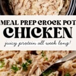 shredded in a crock pot and then picking up pulled chicken with tongs.