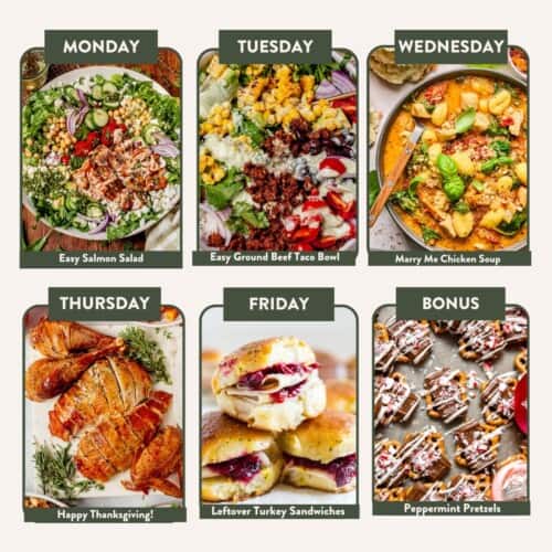 stress-free thanksgiving week dinners meal plan image