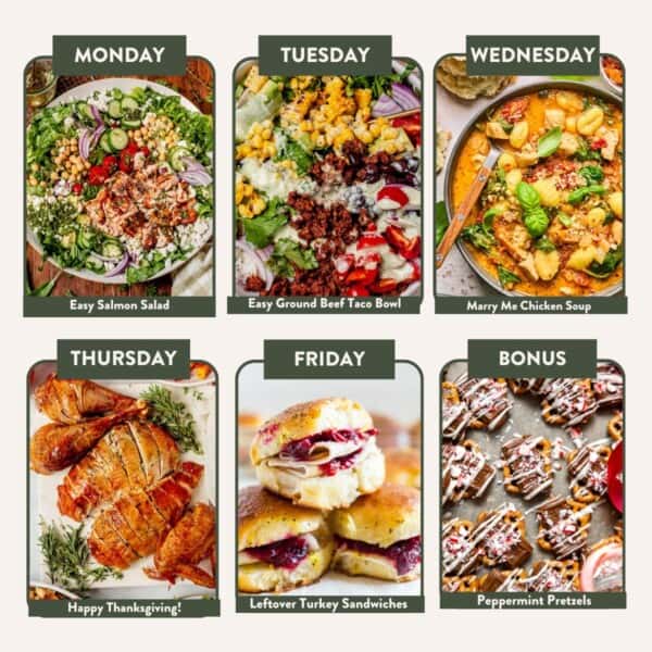 stress-free thanksgiving week dinners meal plan image